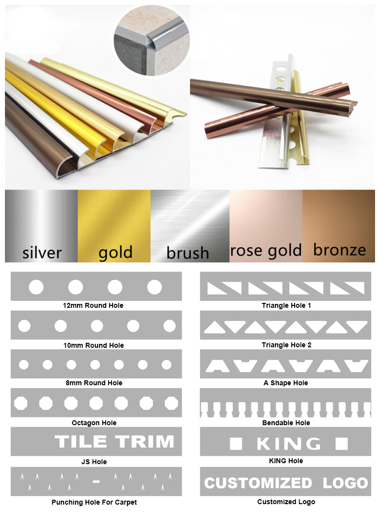 aluminum round tile trim with various colors